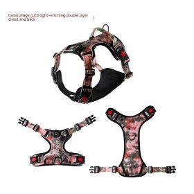 USB Rechargeable Pet LED Luminous Chest Strap (Option: Camouflage-S)